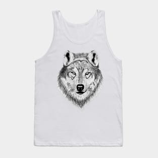 Hand drawn Wolf face Tank Top